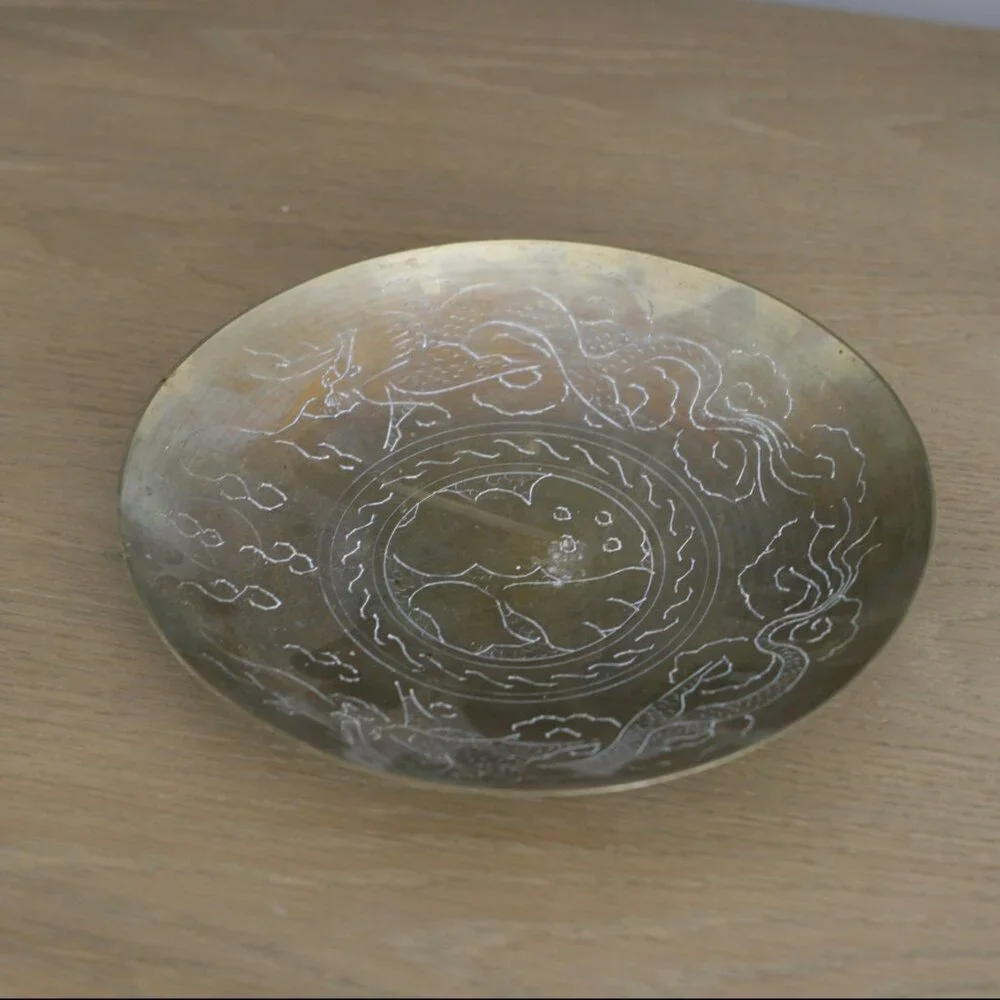 Vintage Brass Shallow Bowl Dish/10